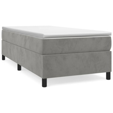 vidaXL Κρεβάτι Boxspring με Στρώμα Ανοιχτό Γκρι 80x200 εκ. Βελούδινο