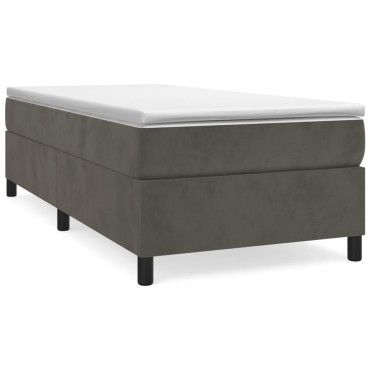 vidaXL Κρεβάτι Boxspring με Στρώμα Σκούρο Γκρι 80x200 εκ. Βελούδινο