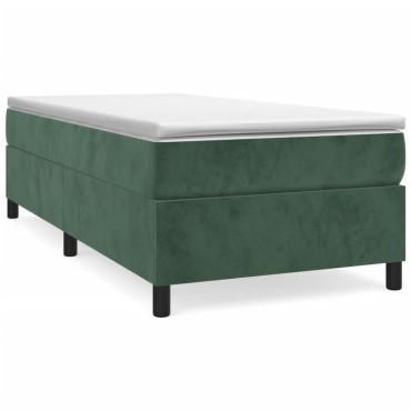 vidaXL Κρεβάτι Boxspring με Στρώμα Σκούρο Πράσινο 80x200 εκ. Βελούδινο