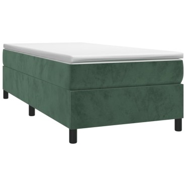 vidaXL Κρεβάτι Boxspring με Στρώμα Σκούρο Πράσινο 80x200 εκ. Βελούδινο