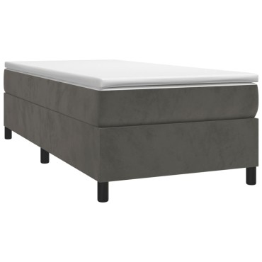 vidaXL Κρεβάτι Boxspring με Στρώμα Σκούρο Γκρι 90x200 εκ. Βελούδινο