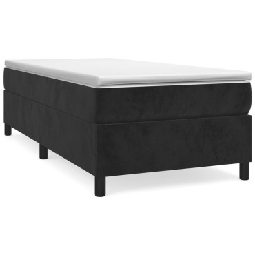 vidaXL Κρεβάτι Boxspring με Στρώμα Μαύρο 90x200cm Βελούδινο 1 τεμ. - Μονό