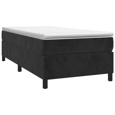 vidaXL Κρεβάτι Boxspring με Στρώμα Μαύρο 90x200cm Βελούδινο 1 τεμ. - Μονό
