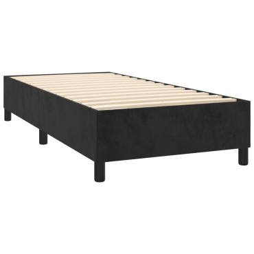 vidaXL Κρεβάτι Boxspring με Στρώμα Μαύρο 90x200cm Βελούδινο 1 τεμ. - Μονό