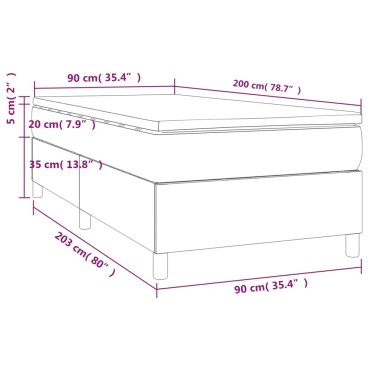 vidaXL Κρεβάτι Boxspring με Στρώμα Μαύρο 90x200cm Βελούδινο 1 τεμ. - Μονό
