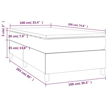 vidaXL Κρεβάτι Boxspring με Στρώμα Σκούρο Μπλε 100x200 εκ. Βελούδινο