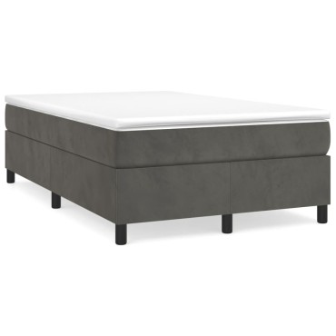 vidaXL Κρεβάτι Boxspring με Στρώμα Σκούρο Γκρι 120x200 εκ. Βελούδινο