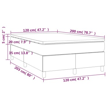 vidaXL Κρεβάτι Boxspring με Στρώμα Σκούρο Γκρι 120x200 εκ. Βελούδινο