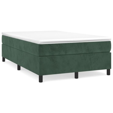 vidaXL Κρεβάτι Boxspring με Στρώμα Σκούρο Πράσινο 120x200εκ. Βελούδινο