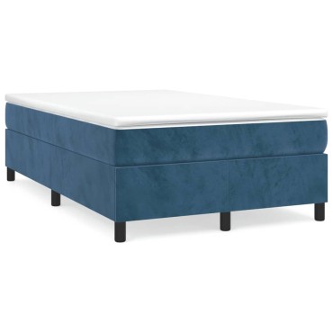 vidaXL Κρεβάτι Boxspring με Στρώμα Σκούρο Μπλε 120x200 εκ. Βελούδινο