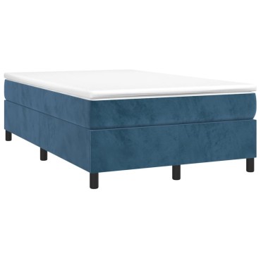 vidaXL Κρεβάτι Boxspring με Στρώμα Σκούρο Μπλε 120x200 εκ. Βελούδινο