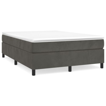 vidaXL Κρεβάτι Boxspring με Στρώμα Σκούρο Γκρι 140x190 εκ. Βελούδινο