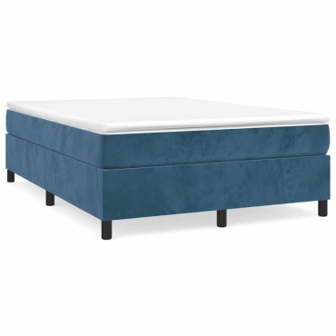 vidaXL Κρεβάτι Boxspring με Στρώμα Σκούρο Μπλε 140x190 εκ. Βελούδινο