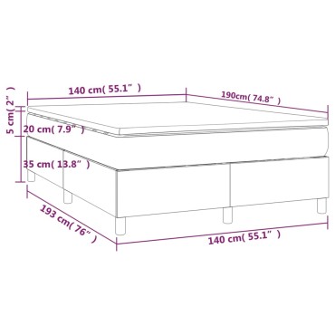 vidaXL Κρεβάτι Boxspring με Στρώμα Σκούρο Μπλε 140x190 εκ. Βελούδινο