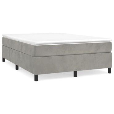 vidaXL Κρεβάτι Boxspring με Στρώμα Ανοιχτό Γκρι 140x200 εκ. Βελούδινο