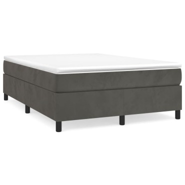 vidaXL Κρεβάτι Boxspring με Στρώμα Σκούρο Γκρι 140x200 εκ. Βελούδινο