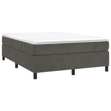 vidaXL Κρεβάτι Boxspring με Στρώμα Σκούρο Γκρι 140x200 εκ. Βελούδινο