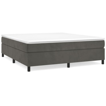 vidaXL Κρεβάτι Boxspring με Στρώμα Σκούρο Γκρι 160x200 εκ. Βελούδινο