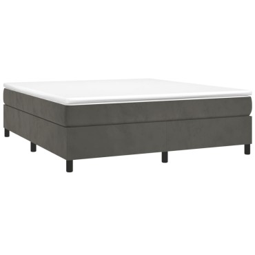 vidaXL Κρεβάτι Boxspring με Στρώμα Σκούρο Γκρι 160x200 εκ. Βελούδινο