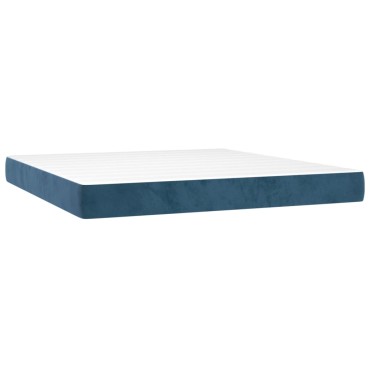 vidaXL Κρεβάτι Boxspring με Στρώμα Σκούρο Μπλε 160x200 εκ. Βελούδινο