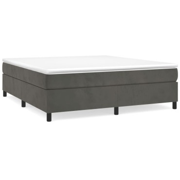 vidaXL Κρεβάτι Boxspring με Στρώμα Σκούρο Γκρι 180x200 εκ. Βελούδινο