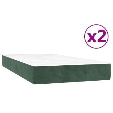 vidaXL Κρεβάτι Boxspring με Στρώμα Σκούρο Πράσινο 200x200εκ. Βελούδινο