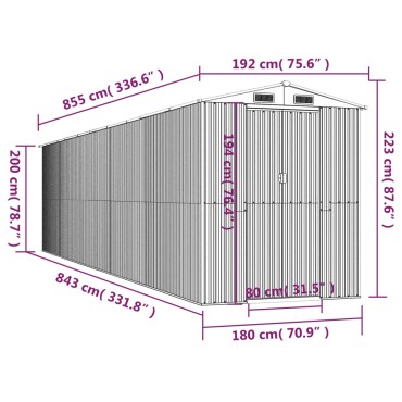 vidaXL Αποθήκη Κήπου Πράσινη 192x855x223 εκ. Γαλβανισμένο Ατσάλι