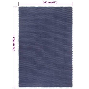 vidaXL Χαλί Ορθογώνιο Ναυτικό Μπλε 160x230cm Βαμβάκι