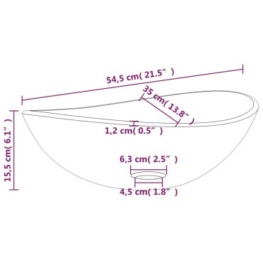 vidaXL Νιπτήρας 54,5 x 35 x 15,5 εκ. Χρώμα Χρυσού από Ψημένο Γυαλί