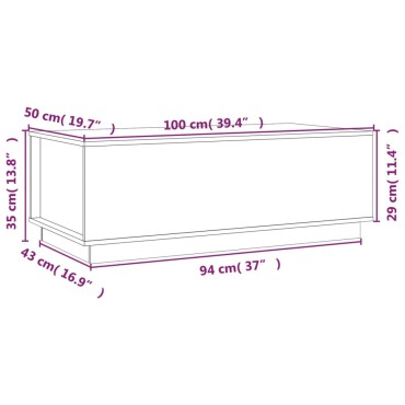 vidaXL Τραπεζάκι Σαλονιού Γκρι 100x50x35cm από Μασίφ Ξύλο Πεύκου 1 τεμ.