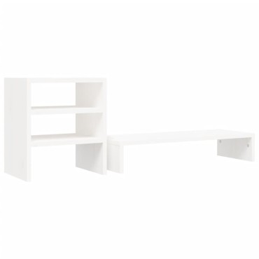 vidaXL Βάση Οθόνης Λευκή 81x20x30 εκ. από Μασίφ Ξύλο Πεύκου