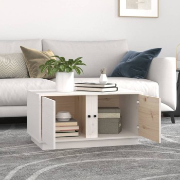 vidaXL Τραπεζάκι Σαλονιού Λευκό 80x50x40cm από Μασίφ Ξύλο Πεύκου 1 τεμ.