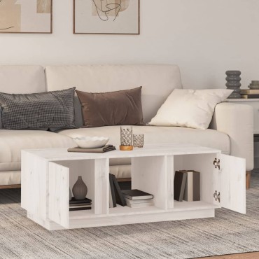 vidaXL Τραπεζάκι Σαλονιού Λευκό 110x50x40cm από Μασίφ Ξύλο Πεύκου 1 τεμ.