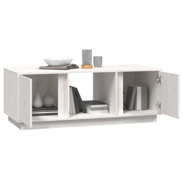 vidaXL Τραπεζάκι Σαλονιού Λευκό 110x50x40cm από Μασίφ Ξύλο Πεύκου 1 τεμ.
