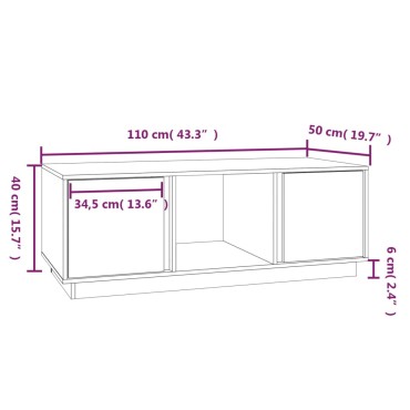 vidaXL Τραπεζάκι Σαλονιού Λευκό 110x50x40cm από Μασίφ Ξύλο Πεύκου 1 τεμ.