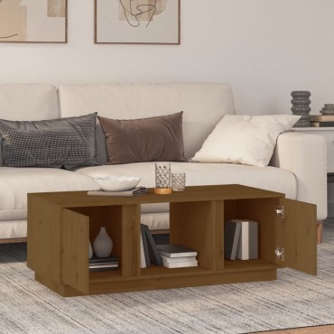 vidaXL Τραπεζάκι Σαλονιού Καφέ Μελί 110x50x40cm Μασίφ Ξύλο Πεύκου 1 τεμ.