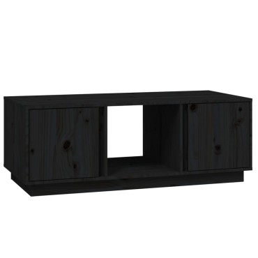 vidaXL Τραπεζάκι Σαλονιού Μαύρο 110x50x40cm από Μασίφ Ξύλο Πεύκου 1 τεμ.