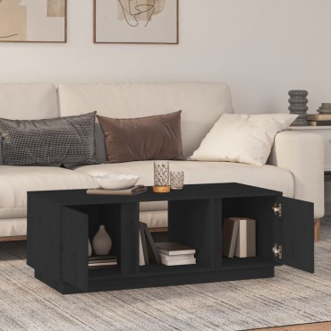 vidaXL Τραπεζάκι Σαλονιού Μαύρο 110x50x40cm από Μασίφ Ξύλο Πεύκου 1 τεμ.