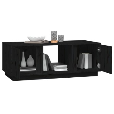vidaXL Τραπεζάκι Σαλονιού Μαύρο 110x50x40cm από Μασίφ Ξύλο Πεύκου 1 τεμ.