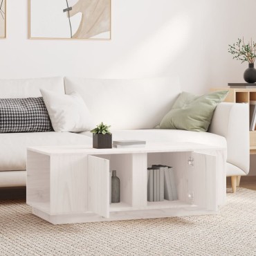 vidaXL Τραπεζάκι Σαλονιού Λευκό 110x50x40cm από Μασίφ Ξύλο Πεύκου 1 τεμ.