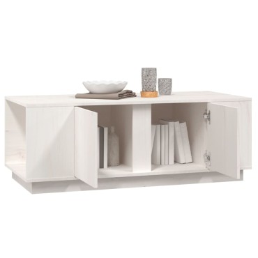 vidaXL Τραπεζάκι Σαλονιού Λευκό 110x50x40cm από Μασίφ Ξύλο Πεύκου 1 τεμ.