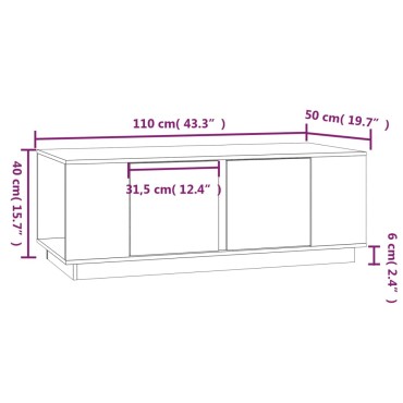vidaXL Τραπεζάκι Σαλονιού Λευκό 110x50x40cm από Μασίφ Ξύλο Πεύκου 1 τεμ.