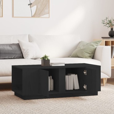vidaXL Τραπεζάκι Σαλονιού Μαύρο 110x50x40cm από Μασίφ Ξύλο Πεύκου 1 τεμ.