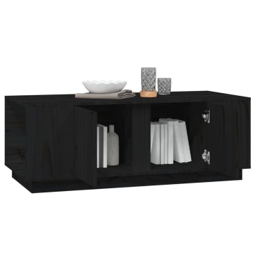 vidaXL Τραπεζάκι Σαλονιού Μαύρο 110x50x40cm από Μασίφ Ξύλο Πεύκου 1 τεμ.