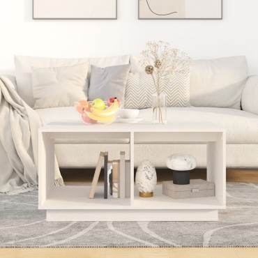 vidaXL Τραπεζάκι Σαλονιού Λευκό 80x50x40cm από Μασίφ Ξύλο Πεύκου 1 τεμ.