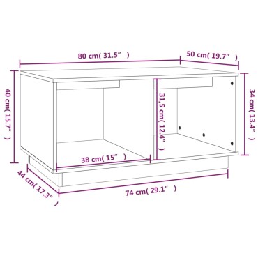 vidaXL Τραπεζάκι Σαλονιού Λευκό 80x50x40cm από Μασίφ Ξύλο Πεύκου 1 τεμ.