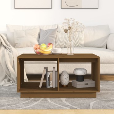 vidaXL Τραπεζάκι Σαλονιού Καφέ Μελί 80x50x40cm Μασίφ Ξύλο Πεύκου 1 τεμ.