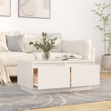 vidaXL Τραπεζάκι Σαλονιού Λευκό 80x50x35cm από Μασίφ Ξύλο Πεύκου 1 τεμ.