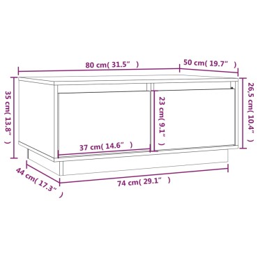 vidaXL Τραπεζάκι Σαλονιού Λευκό 80x50x35cm από Μασίφ Ξύλο Πεύκου 1 τεμ.