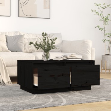 vidaXL Τραπεζάκι Σαλονιού Μαύρο 80x50x35cm από Μασίφ Ξύλο Πεύκου 1 τεμ.